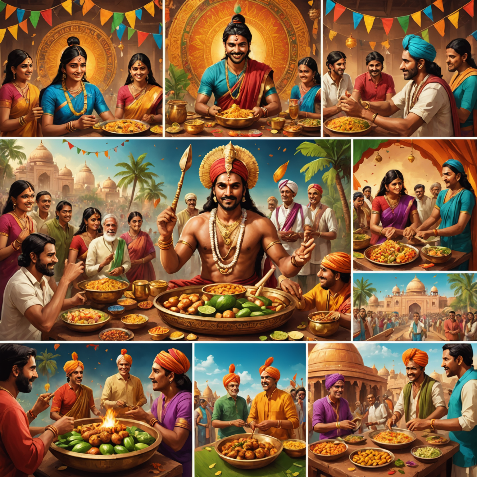 A collage showing various Luckenzo game interfaces with Indian-themed elements, players engaging in social interactions, and celebratory graphics for Indian festivals